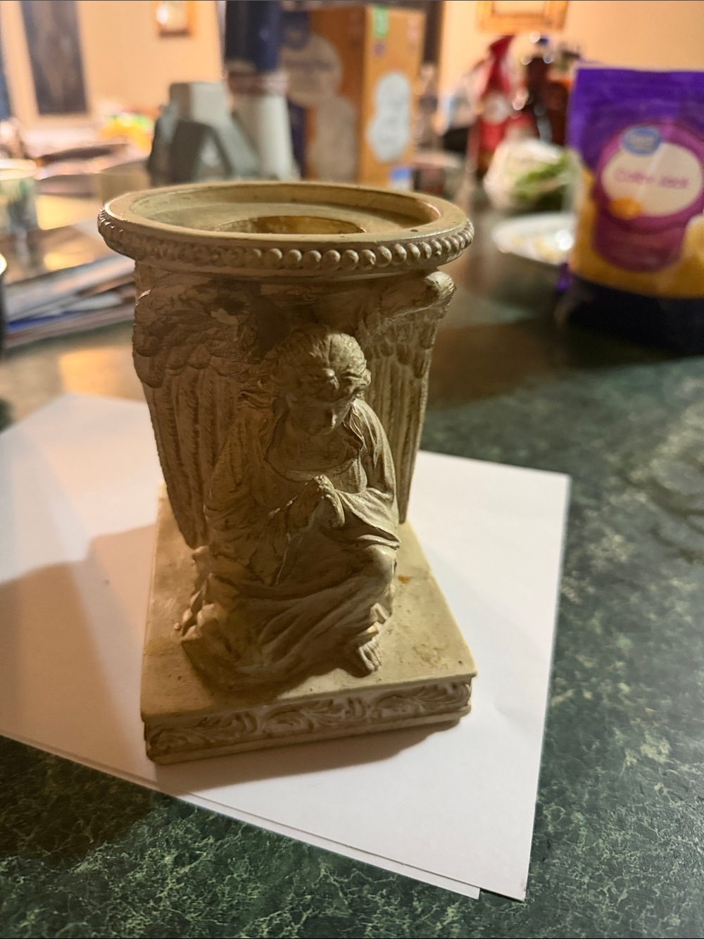 Angel Figurine Candle Holder - Beige Home Accent